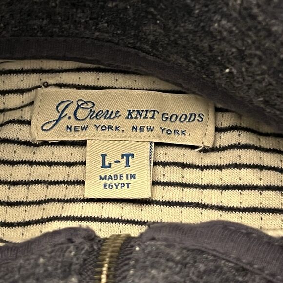 J Crew Knit Goods L/T Pullover Men's Large Thermal Shirt Blue 1/4 Zip Cotton - Picture 2 of 6